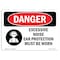 Signmission OSHA Danger, Excessive Noise Ear Protection Must Be Worn, 14in X 10in Decal, 14" W, 10" H, Landscape OS-DS-D-1014-L-1206 - alternate 1